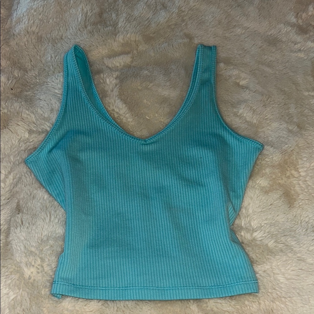 Hollister Blue Ribbed Crop Tank Top